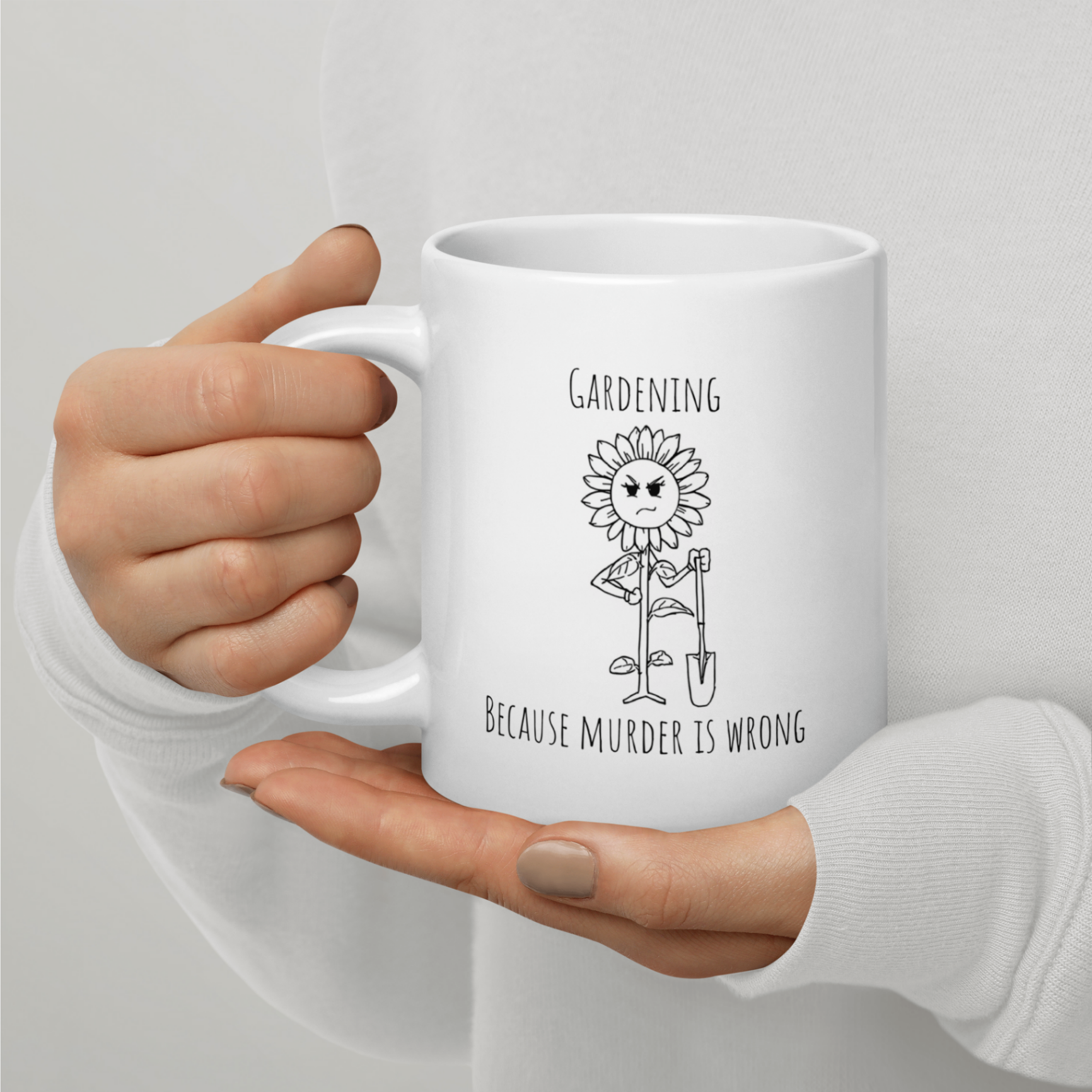 Close-up of the 20oz gardening mug print